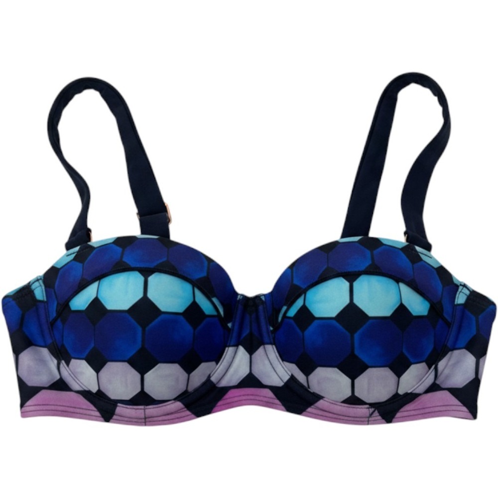 Ted Baker Marina Mosaic Cup Bikini Top Navy Blue Purple 32A/B NWT